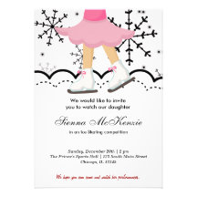 Concurrence de patinage de glace (blanche) invitations