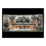 Confédéré 1861 note des cinq dollars cartes de vœux