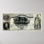 Confédéré 1861 note des Dix dollars Poster