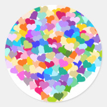 Confettis de coeur d'arc-en-ciel adhésifs ronds