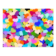 Confettis de coeur d'arc-en-ciel cartes postales