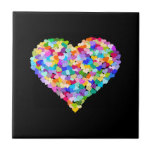 Confettis de coeurs d'arc-en-ciel carreau