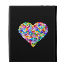 Confettis de coeurs d'arc-en-ciel coque folio iPad