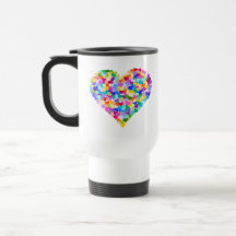 Confettis de coeurs d'arc-en-ciel mugs