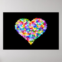 Confettis de coeurs d'arc-en-ciel posters