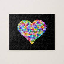 Confettis de coeurs d'arc-en-ciel puzzles