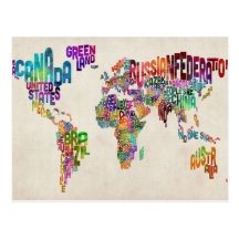Configuration de texte du monde carte postale