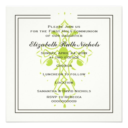 Confirmation de baptême de communion de croix de c cartons d'invitation personnalisés