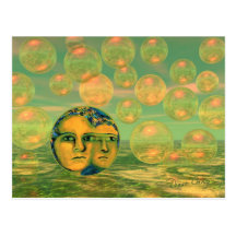 Conscience - or et réveil vert carte postale