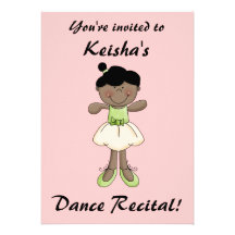 Considérant-Petite fille/rose de danse Invitations Personnalisées