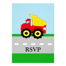 Construction Dumptruck d'enfants assortissant RSVP Invitation
