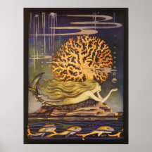 Conte de fées de corail de petit océan vintage de  poster