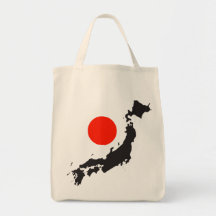 Contour et cercle de carte du Japon Sacs De Toile