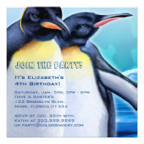 Contrefiche de pingouin invitation de 5,25 x 5,25  invitations