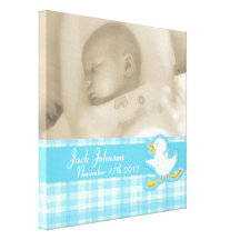 Contrôle de photo de naissance et enveloppe bleus  impressions sur toile
