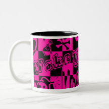 Contrôleurs roses et noirs tasse