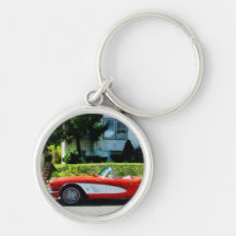 Convertible rouge et blanc de Corvette Porte-clé