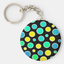 Cool Colorful Dots on Black Design Keychains