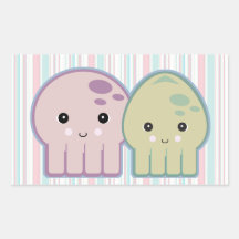 copains de poulpe et de calmar autocollants rectangulaires
