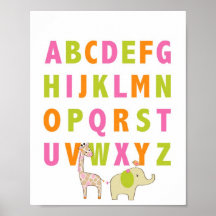 Copie animale d'art de mur de crèche d'alphabet de posters