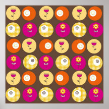Copie assez rose de point de polka de fleurs de ja affiches