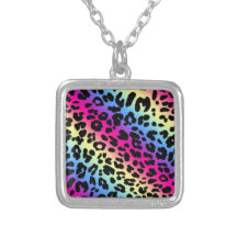 Copie au néon de motif de léopard d'arc-en-ciel collier
