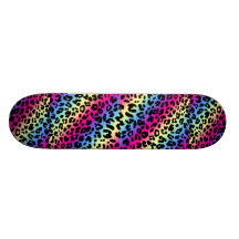 Copie au néon de motif de léopard d'arc-en-ciel skateboards personnalisés