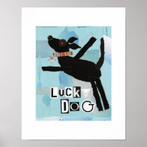 Copie bleue d'arrière - plan de chien chanceux posters