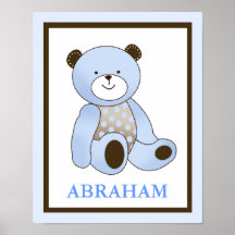 Copie bleue d'art de nom d'ours de nounours de bis poster