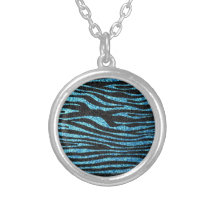 Copie bleue de zèbre (scintillement de faux bling) collier personnalisé