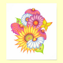 Copie d'affiche d'art de coccinelles de tournesols posters