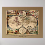 Copie d'affiche de carte de Vieux Monde de Justus 