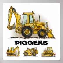 Copie d'affiche de construction de bouteurs de pel
