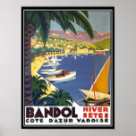 Copie d'affiche de voyage de Bandol Cote d'Azur Fr