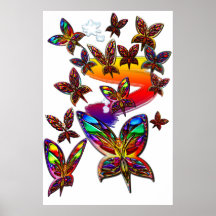 Copie d'ange de vol de femme de papillon poster