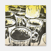 Copie d'aquarelle de tasses de café d'art de bruit aimants pour réfrigérateur