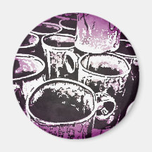 Copie d'aquarelle de tasses de café d'art de bruit aimant