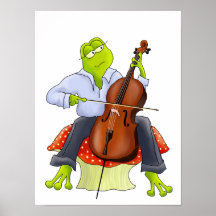 Copie d'art de grenouille de violoncelle posters