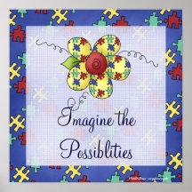 Copie de fleur de morceau de puzzle de sensibilisa posters