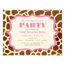 Copie de girafe et invitation rose de partie