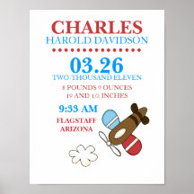Copie de mur de faire-part de naissance d'avion d' posters