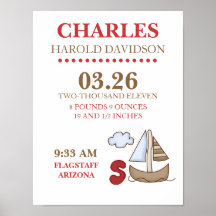 Copie de mur de faire-part de naissance de voilier posters