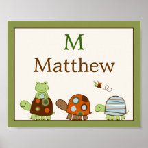 Copie de nom d'art de mur de crèche de grenouille  affiche