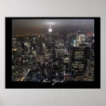 Copie de nuit de New York de paysage urbain d'affi