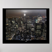 Copie de nuit de New York de paysage urbain d'affi