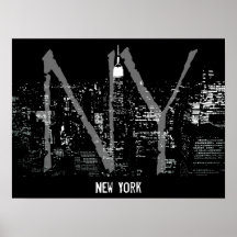 Copie de nuit de New York de paysage urbain d'affi