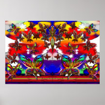 Copie de paysage d'ange de vol de femme de papillo posters
