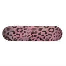 Copie de peau de léopard dans le rose de rose planches à roulettes customisées