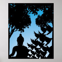 Copie de silhouette de lever de soleil de Bouddha Affiches