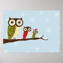 copie de toile de hiboux d'hiver posters